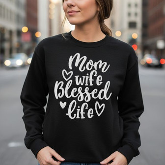 Blessed Mom Life Embroidered Sweatshirt - Cozy, Heartfelt Gift - Thegiftio