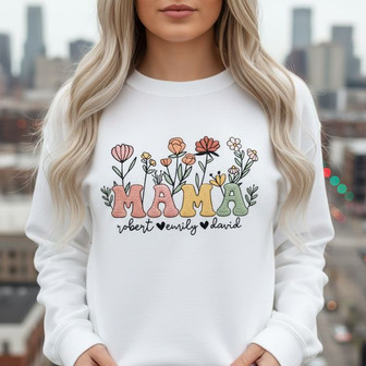 Custom Flower Grandma Embroidered Sweatshirt Keepsake Gift - Thegiftio