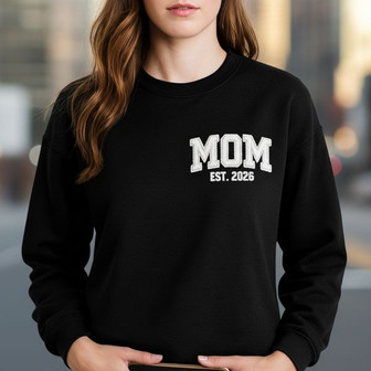 Expecting Mom Est 2026 Embroidered Sweatshirt Reveal Gift - Thegiftio