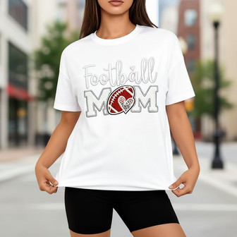 Football Mom Embroidered Unisex T-Shirt Game Day Spirit - Thegiftio