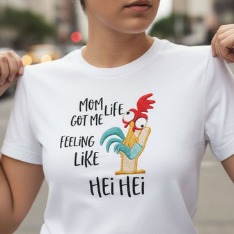 Funny Hei Hei Chaos Embroidered Unisex T-shirt for Mom Life - Thegiftio