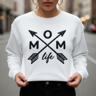 Heartfelt Embroidered Mom Life Sweatshirt with Arrows Design - Thegiftio UK