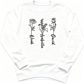 Heartfelt Family Flower Garden Embroidered Sweatshirt Gift - Thegiftio