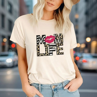 Leopard Lips Mom Life Embroidered Unisex T-Shirt Gift - Thegiftio UK
