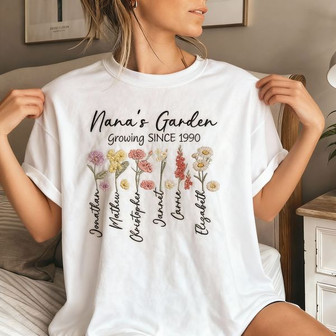 Nurturing Mom Life Garden Embroidered Comfort Colors T-Shirt - Thegiftio UK