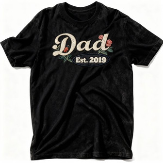 Personalized 'Dad Est.' Embroidered Comfort Colors T-shirt Gift - Thegiftio UK