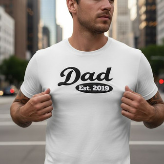 Personalized Dad Est. Year Embroidered Unisex T-shirt Gift - Thegiftio UK
