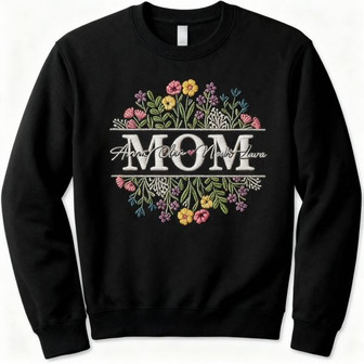 Personalized Kid Name Embroidered Sweatshirt for Mom Gift - Thegiftio