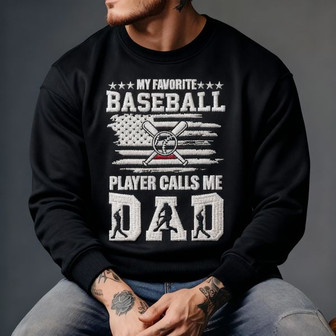 Proud Dad Embroidered Sweatshirt - My Favorite Baseball Star - Thegiftio