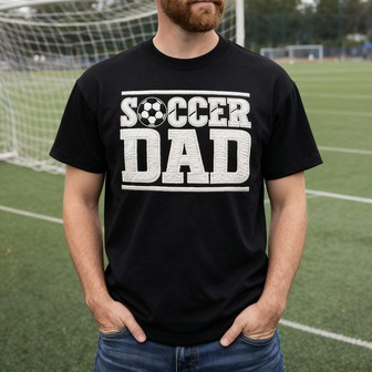 Proud Soccer Dad Embroidered Unisex T-Shirt Game Day Gift - Thegiftio