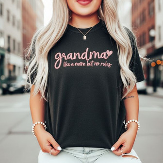 The Fun Grandma Embroidered Unisex T-shirt Gift, No Rules Allowed - Thegiftio