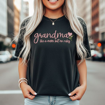 Grandma's Joy, No Rules - Embroidered Comfort Colors T-shirt Gift - Thegiftio