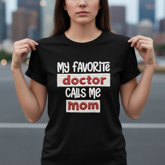Proud Mama Bear, Doctor's Mom Embroidered Unisex T-shirt Gift - Thegiftio UK