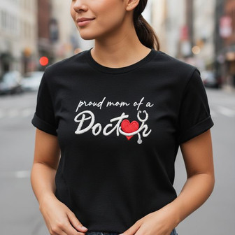 Proud Maternal Heart Doctor's Mom Embroidered Unisex T-shirt Gift - Thegiftio UK