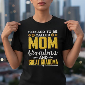 Blessed Mom Grandma Great Grandma Embroidered Unisex T-shirt - Thegiftio