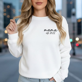Custom Established Year Mama Embroidered Sweatshirt Gift - Thegiftio UK