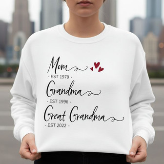 Custom Great Grandma Name Embroidered Sweatshirt Keepsake Gift - Thegiftio
