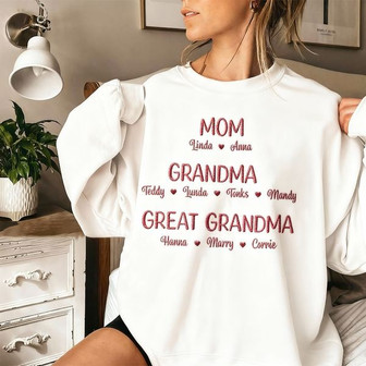 Custom Mama Love - Engraved Heart Embroidered Sweatshirt Gift - Thegiftio