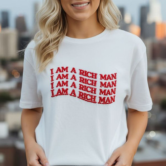 Empowerment Statement Rich Man Comfort Colors Embroidered Tee - Thegiftio UK