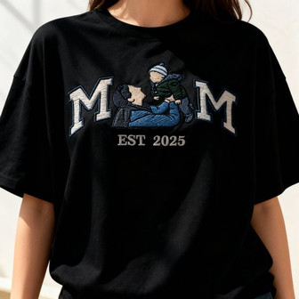 Family Love Embroidered Comfort Colors Mom Dad Tee - Thegiftio