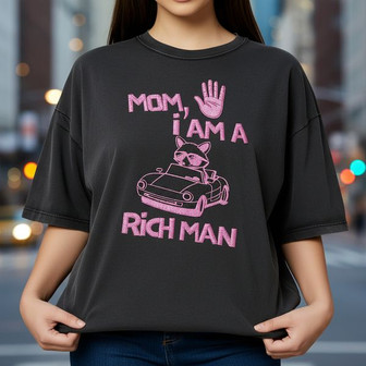 Feminist Raccoon Rich Man Embroidered Comfort Colors T-shirt - Thegiftio UK