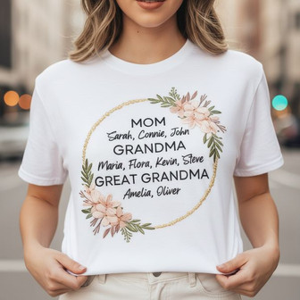 Heirloom Great Grandma Embroidered Unisex T-shirt with Names - Thegiftio