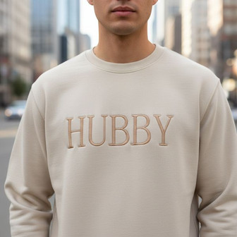 Anniversary Gift for Him - Hubby Embroidered Sweatshirt Keepsake - Thegiftio UK