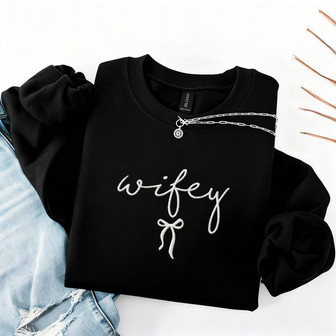 Charming Wifey Embroidered Sweatshirt Gift for Her Anniversary - Thegiftio UK