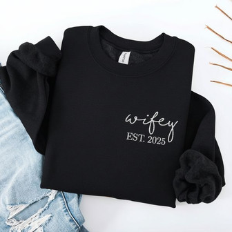 Cherished Wifey Life Embroidered Sweatshirt Gift for Her - Thegiftio UK