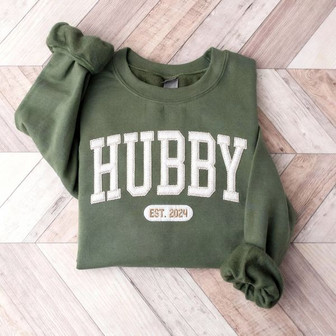 Customized Hubby Love Embroidered Sweatshirt Gift Idea - Thegiftio