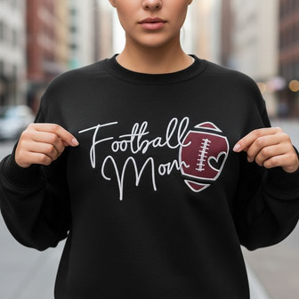 Cute Script Football Mom Embroidered Sweatshirt for Her - Thegiftio