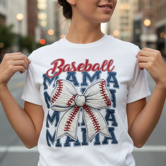 Emotional Baseball Mama Embroidered Unisex T-shirt Keepsake - Thegiftio UK