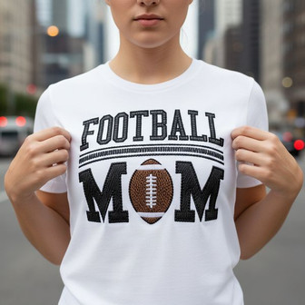 Emotional Football Mom Embroidered Unisex T-shirt Keepsake Gift - Thegiftio