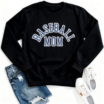 Proud Baseball Mom Embroidered Sweatshirt - Game Day Crewneck Gift - Thegiftio