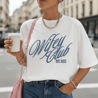 Personalized Wifey Club Bride Gift Embroidered Unisex T-shirt - Thegiftio