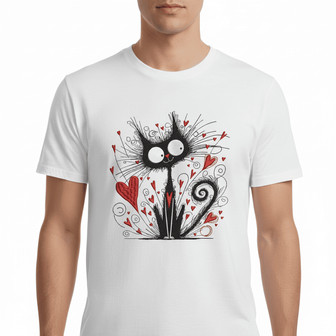 Adorable Feline Affection - Funny Embroidered Unisex T-shirt - Thegiftio