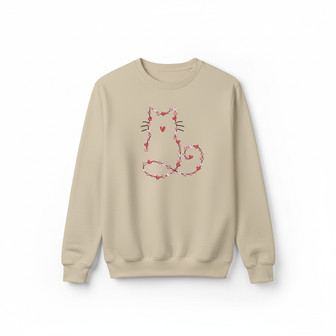 Cat Mom Valentine Heart Silhouette Embroidered Sweatshirt Gift - Thegiftio