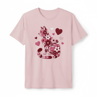 Elegant Floral Cat - Valentine's Embroidered Unisex T-shirt - Thegiftio UK
