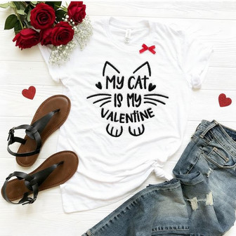 Feline Love - Your Cat Is My Valentine Embroidered Unisex T-shirt - Thegiftio UK