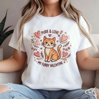 Feline Love - Cozy Embroidered Unisex T-shirt for Valentine's Day - Thegiftio UK