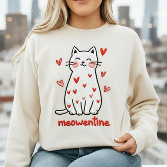 Heart-Warming Cat Valentine Embroidered Sweatshirt Gift Idea - Thegiftio UK