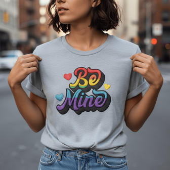 LGBTQ Pride 'Be Mine' Embroidered Unisex T-shirt for Valentine's Day - Thegiftio UK