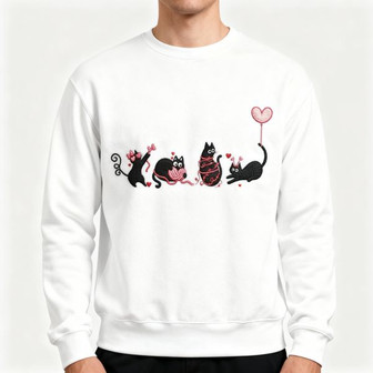 Sweetheart Cat Valentine Embroidered Sweatshirt Gift Idea - Thegiftio UK