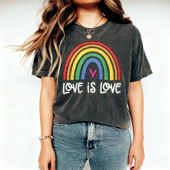Vibrant Pride LGBT Rainbow Embroidered Comfort Colors T-shirt - Thegiftio