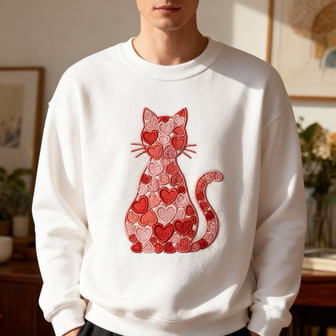 Vintage Cat Lover Embroidered Sweatshirt Gift Idea - Thegiftio