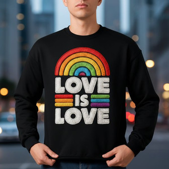 Vintage Pride Rainbow Heart Love Embroidered Sweatshirt Ally Gift - Thegiftio