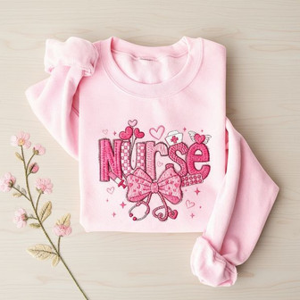 Charming Nurse Valentine Coquette Embroidered Sweatshirt Gift - Thegiftio UK