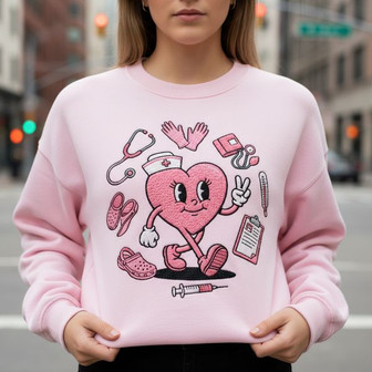 Cherished Valentine Nurse Embroidered Sweatshirt Gift - Thegiftio UK