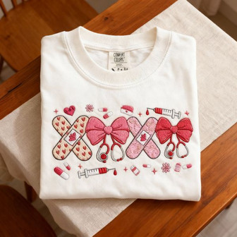 Coquette Stethoscope Xoxo Embroidered Comfort Colors T-shirt Gift - Thegiftio UK