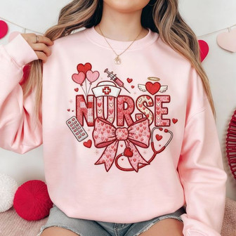 Healthcare Hero Valentine Love Embroidered Sweatshirt - Thegiftio
